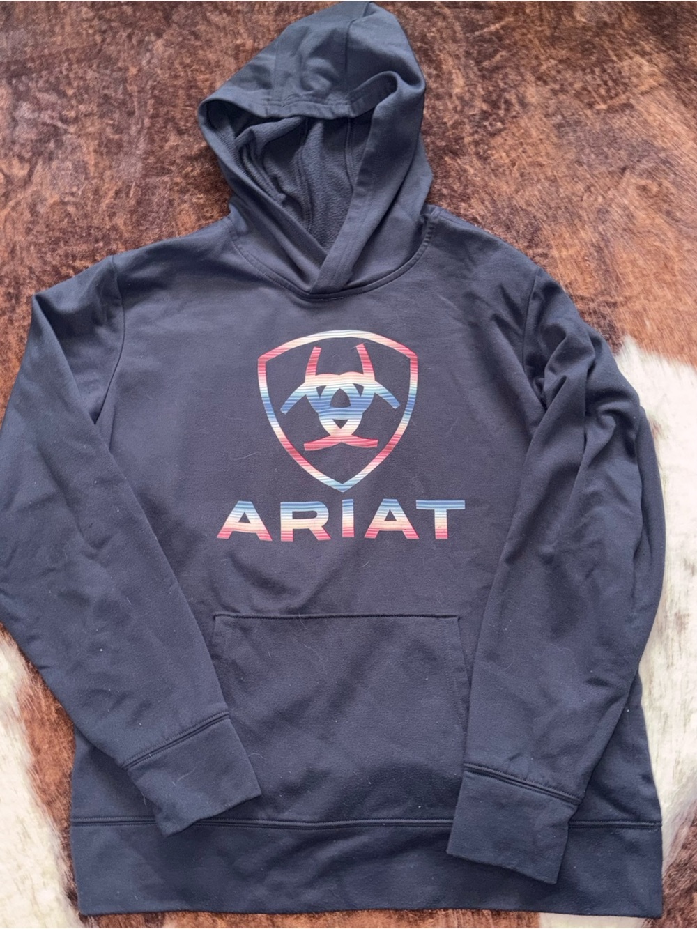 Ariat blue Hoodie with Rainbow Logo Shield